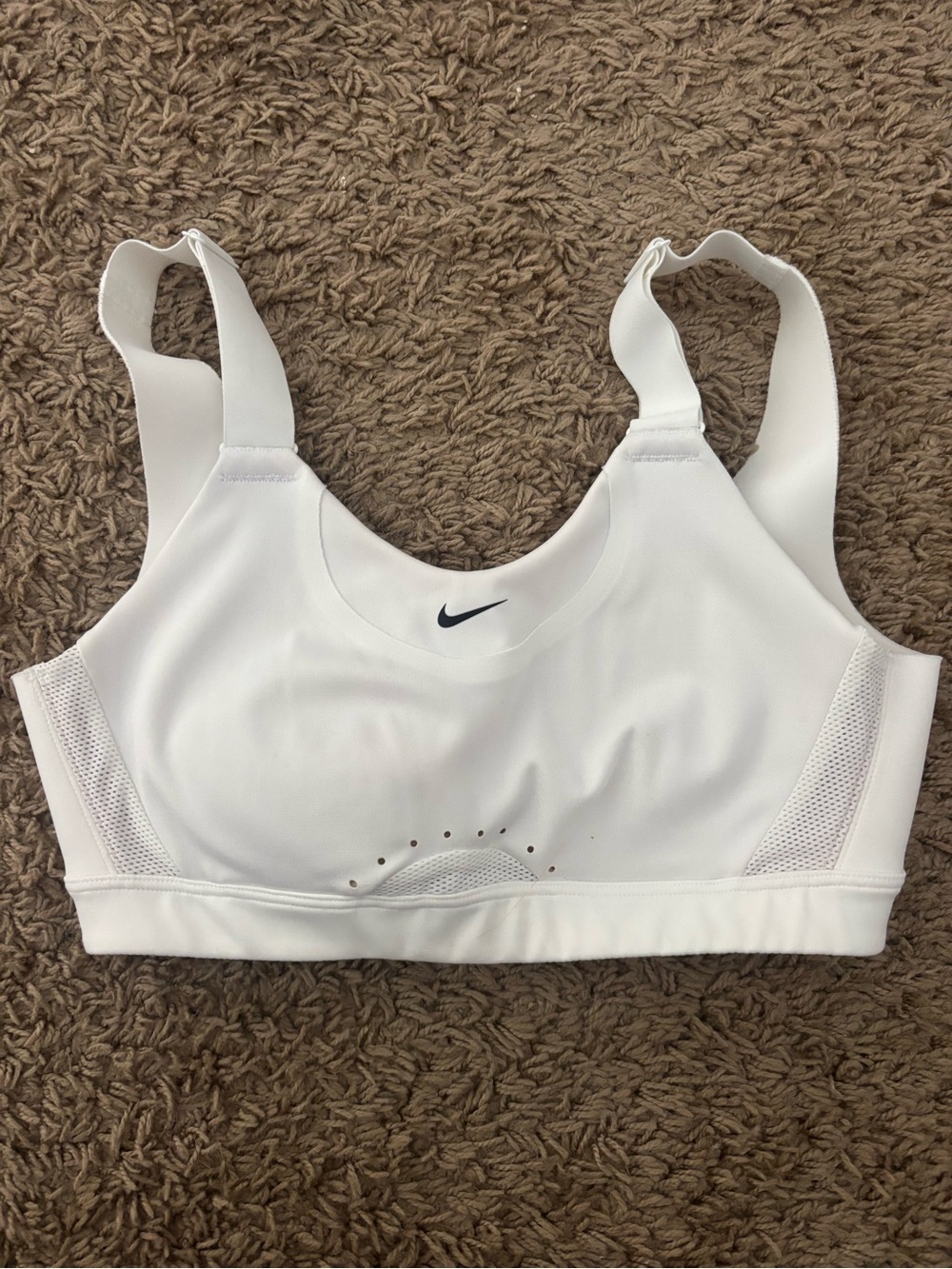 Nike White Supportive Sports Bra with Mesh Panels